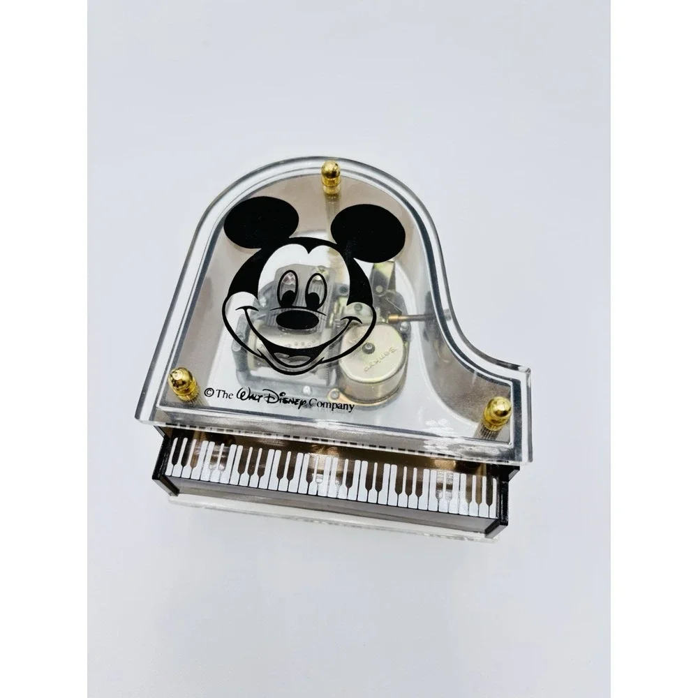 Disney Mickey Mouse Piano Music Box‎ Schmid Acrylic Grand Piano Hong Working..